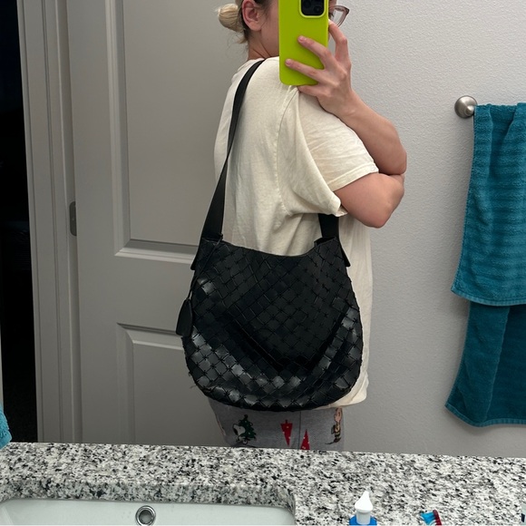 CEM vintage black leather woven shoulder bag purse - Picture 8 of 8